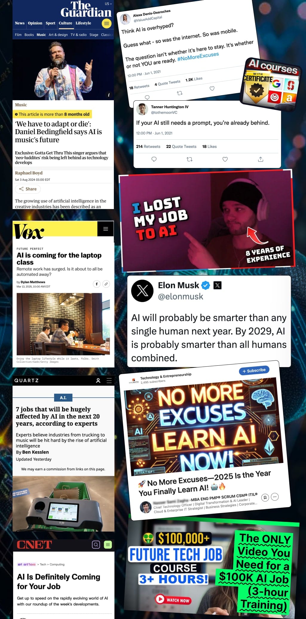 Composite of AI-hype shaming screenshots